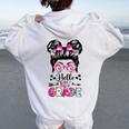 Hello First 1St Grade Messy Bun First Day Of School Girls Women Oversized Hoodie Back Print White
