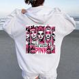 Horror Girl In October We Wear Pink Breast Cancer Halloween Women Oversized Hoodie Back Print White