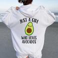 Just A Girl Who Loves Avocados Women Oversized Hoodie Back Print White