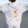 Just A Girl Who Loves Cats Cute Cat Lover Women Oversized Hoodie Back Print White
