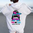 Messy Bun Pink Or Blue Auntie Loves You Gender Reveal Women Oversized Hoodie Back Print White