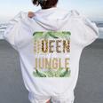 Queen Of The Jungle Queen Jungle Safari Wildlife Animals Women Oversized Hoodie Back Print White