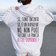 Regalo Compleanno Incinta Toccare Pancia Domande Gravidanza Felpa con cappuccio oversize da donna con stampa posteriore White