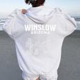 Vacaciones En Winslow Arizona Cactus Desert Manga Larga Women Oversized Hoodie Back Print White
