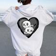 Youth Goth Kid Black Heart & Skulls Alternative Emo Boys Or Girls Women Oversized Hoodie Back Print White