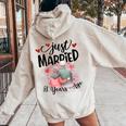 58 ° Anniversario Di Matrimonio Appena Sposato 58 Anni Fa Coppia Felpa con cappuccio oversize da donna con stampa posteriore Sand