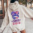 American Flag Cheer Girl 4Th July Usa Patriotic Cheerleader Women Oversized Hoodie Back Print Sand