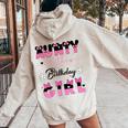 Aunty Of The Birthday Girl Mouse Family Matching Party Women Oversized Hoodie Back Print Sand