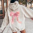 Baby Pink Bow Cute Coquette Preppy Clean Girl Women Women Oversized Hoodie Back Print Sand