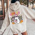 Boo-Jee Cute Ghost Coffee Toddler Girl Halloween Women Oversized Hoodie Back Print Sand