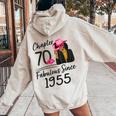 Capitolo 70 Favoloso Dal 1955 Ragazza Nera Afro 69° Compleanno Felpa con cappuccio oversize da donna con stampa posteriore Sand