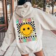 Choose Kindness Retro Groovy Kindness Inspirational Women Oversized Hoodie Back Print Sand