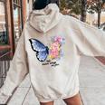 Con Fiori Di Farfalla Con Ali Coraggiose Leiola Rose Top Felpa con cappuccio oversize da donna con stampa posteriore Sand