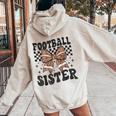 Coquette Bow American Football Sister Game Day Thanksgiving Women Oversized Hoodie Back Print Sand