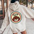 Daria Rainbow Portrait Felpa con cappuccio oversize da donna con stampa posteriore Sand