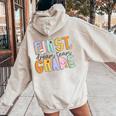 First Grade Dream Team First Day Of School Teacher Students Women Oversized Hoodie Back Print Sand