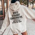 Republican White Straight Conservative Women Oversized Hoodie Back Print Sand
