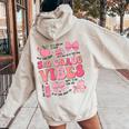 Girls 3Rd Grade Vibes Coquette Bow Back To School Teacher Women Oversized Hoodie Back Print Sand