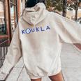 Greek Koukla Evil Eye Greek Pride Greek Woman Girl Greece Women Oversized Hoodie Back Print Sand