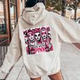 Horror Girl In October We Wear Pink Breast Cancer Halloween Women Oversized Hoodie Back Print Sand