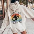 Imagine Magical And Mythical Fantasy Dragons Boys Girls Felpa con cappuccio oversize da donna con stampa posteriore Sand