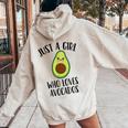 Just A Girl Who Loves Avocados Women Oversized Hoodie Back Print Sand