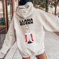 Llama Queen Da Ragazza Lama Lama Da Donna Felpa con cappuccio oversize da donna con stampa posteriore Sand
