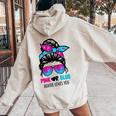 Messy Bun Pink Or Blue Auntie Loves You Gender Reveal Women Oversized Hoodie Back Print Sand