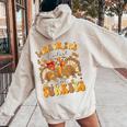 I Teach The Cutest Turkeys Thanksgiving Teacher Women Oversized Hoodie Back Print Sand