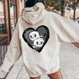 Youth Goth Kid Black Heart & Skulls Alternative Emo Boys Or Girls Women Oversized Hoodie Back Print Sand