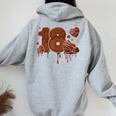 18° Compleanno Ragazza 18 Anni Cioccolato E Numero 18 Felpa con cappuccio oversize da donna con stampa posteriore Sport Grey