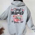 58 ° Anniversario Di Matrimonio Appena Sposato 58 Anni Fa Coppia Felpa con cappuccio oversize da donna con stampa posteriore Sport Grey