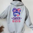 American Flag Cheer Girl 4Th July Usa Patriotic Cheerleader Women Oversized Hoodie Back Print Sport Grey