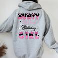 Aunty Of The Birthday Girl Mouse Family Matching Party Women Oversized Hoodie Back Print Sport Grey