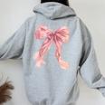 Baby Pink Bow Cute Coquette Preppy Clean Girl Women Women Oversized Hoodie Back Print Sport Grey