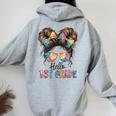 Bambino Ciao 1 ° Grado Squadra Prima Elementare Ritorno A Scuola Bambini Ragazze Felpa con cappuccio oversize da donna con stampa posteriore Sport Grey