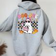 Boo-Jee Cute Ghost Coffee Toddler Girl Halloween Women Oversized Hoodie Back Print Sport Grey