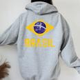 Brasile Bandiera Uomini Donne Bambini Brasile Felpa con cappuccio oversize da donna con stampa posteriore Sport Grey