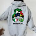 Brasile Italia Bandiera Brasile Italiano Messy Bun Felpa con cappuccio oversize da donna con stampa posteriore Sport Grey