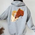 Cavallo Bambina Ragazza Equitazione Western Regalo Amore Felpa con cappuccio oversize da donna con stampa posteriore Sport Grey