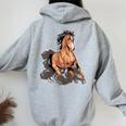 Cavallo Ragazza Cavallo Compleanno Ragazzo Bambini Felpa con cappuccio oversize da donna con stampa posteriore Sport Grey