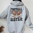 Coquette Bow American Football Sister Game Day Thanksgiving Women Oversized Hoodie Back Print Sport Grey