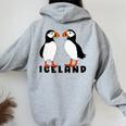 Deux Adorables Macareux D'islande Women Oversized Hoodie Back Print Sport Grey