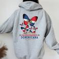Farfalla Repubblica Dominicana Per Donne E Bandiera Dominicana Felpa con cappuccio oversize da donna con stampa posteriore Sport Grey