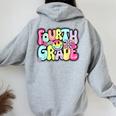 Fourth Grade Groovy Happy First Day Of School Bright Dots Women Oversized Hoodie Back Print Sport Grey