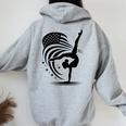 Girls 4Th Of July Gymnastics Usa American Flag Women Oversized Hoodie Back Print Sport Grey