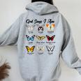 God Says I Am Butterfly Christian Jesus Lover Religious Women Oversized Hoodie Back Print Sport Grey