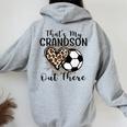 Grandma Grandpa Soccer That's My Grandson Out There Women Oversized Hoodie Back Print Sport Grey
