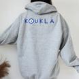 Greek Koukla Evil Eye Greek Pride Greek Woman Girl Greece Women Oversized Hoodie Back Print Sport Grey
