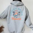 Hawaii Lanikai Beach Surf Flamingoacanze Estive Felpa con cappuccio oversize da donna con stampa posteriore Sport Grey